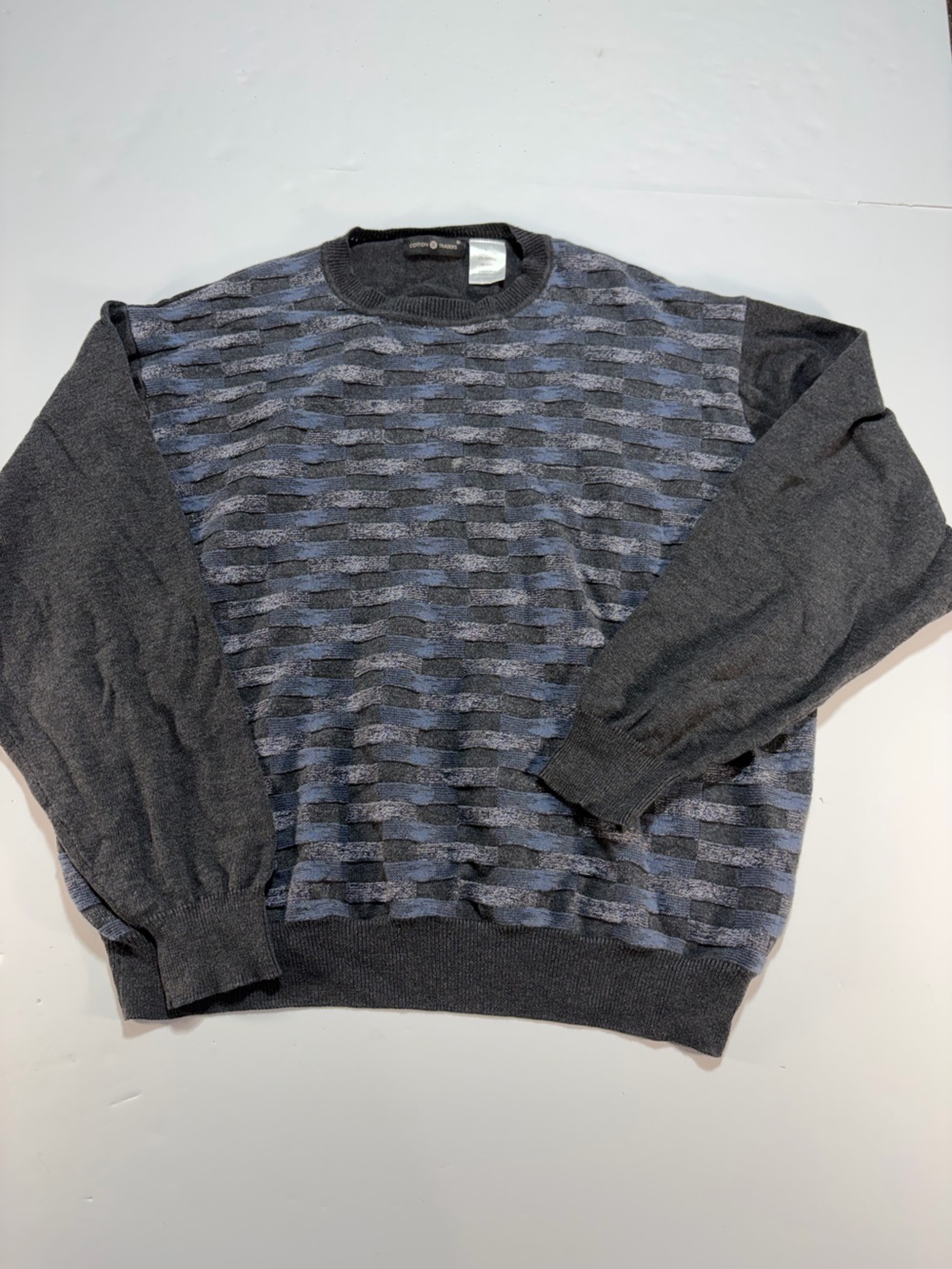Cotton Traders 3D Knit Geometric Textured Sweater Men's Large